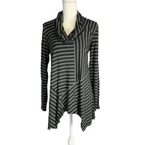Joan Vass Cowl Long Sleeve Stripes Lagenlook Sweater Medium Wednesday‎ Adams